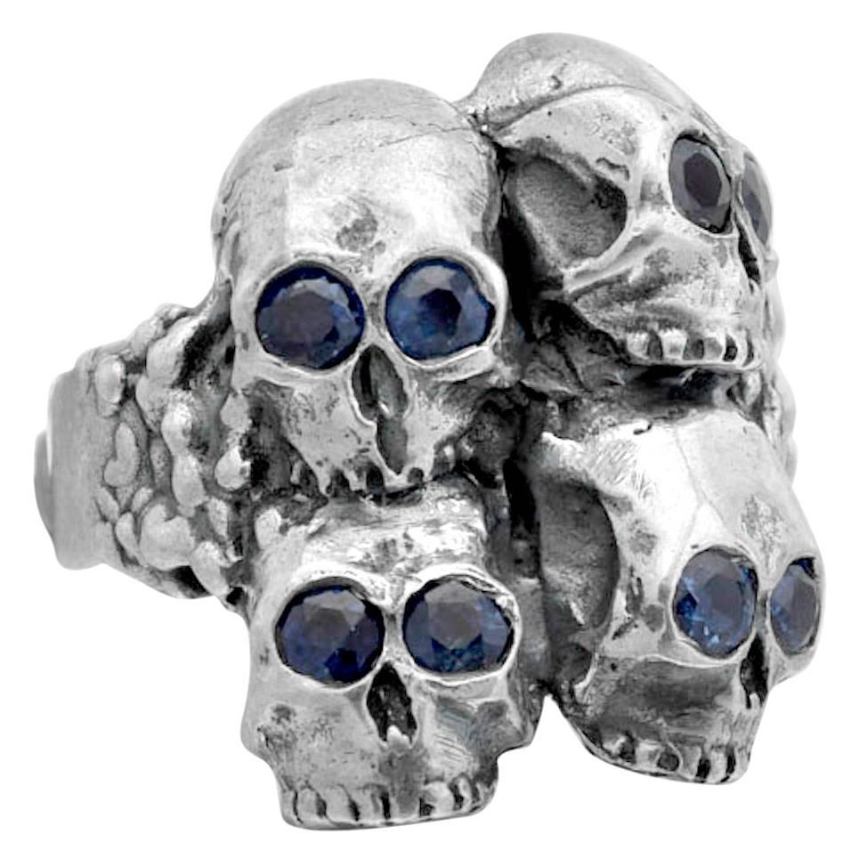 Anillo de calavera de plata "Don't $%*& Around" de Soffer Ari para hombre