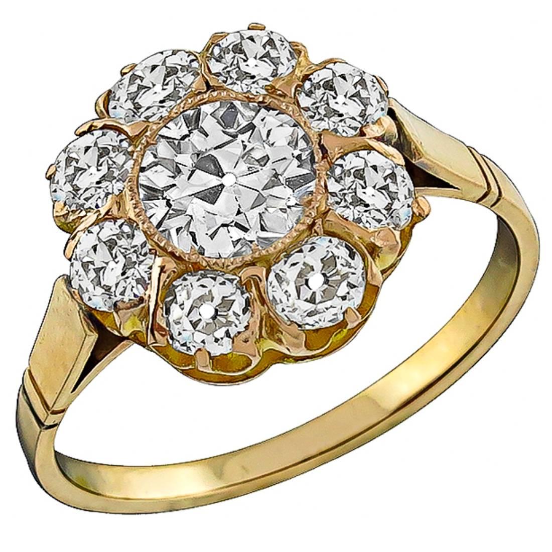 Victorian Old Mine Cut Diamond Yellow Gold Engagement Ring