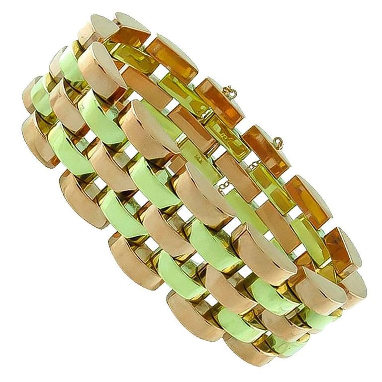 Retro TwoTone Yellow Rose Gold Bracelet For Sale at 1stDibs yellow