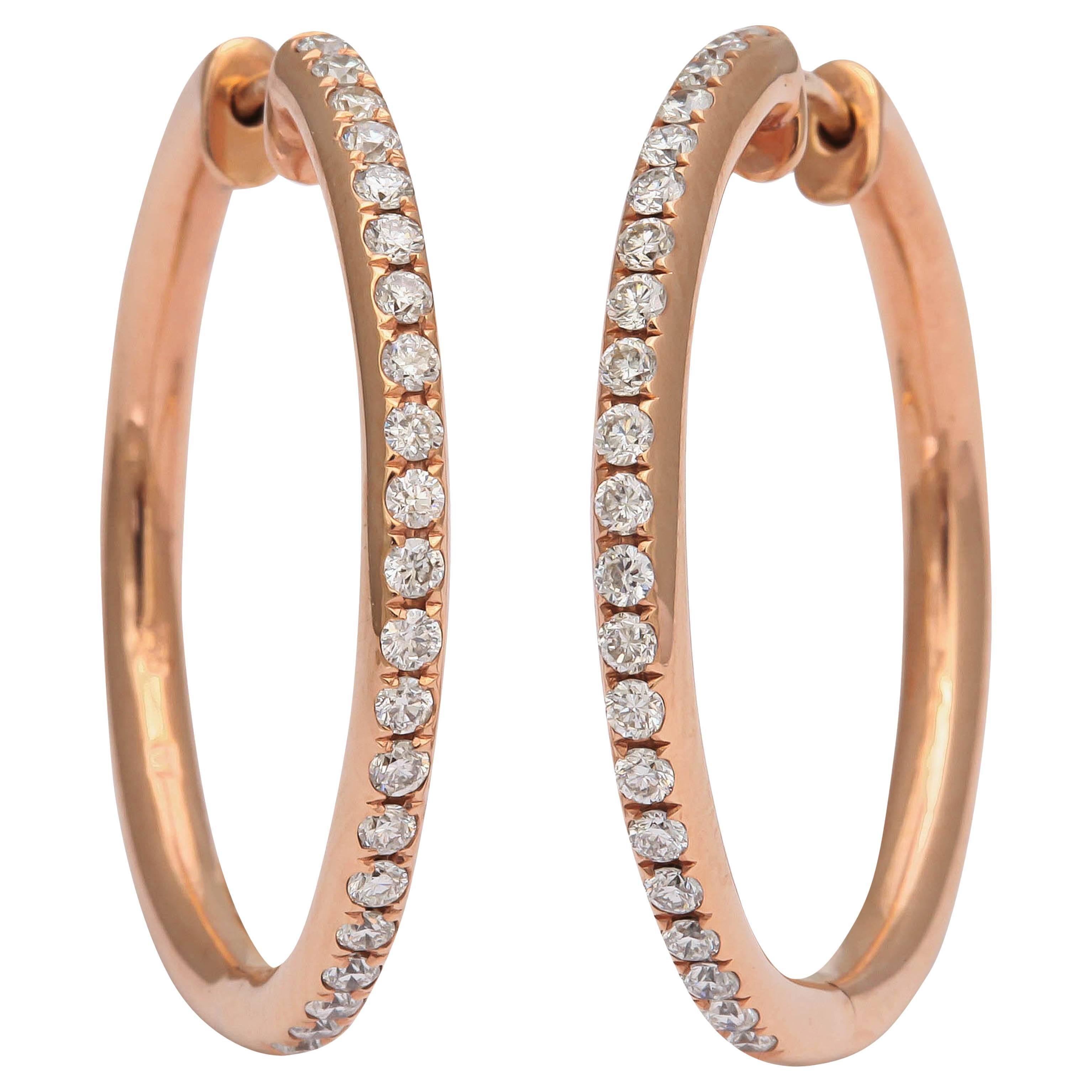 Diamond Gold Hoop Earrings For Sale