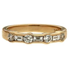 Alternating Channel Set Diamond Gold Ring 