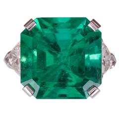 13.22 Carat Colombian Emerald Diamond Ring