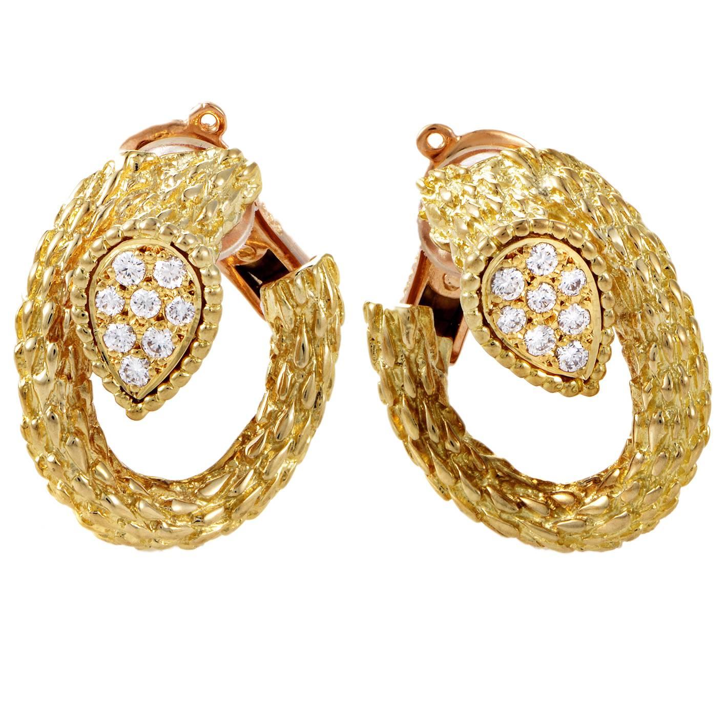 Boucheron Toi et Moi Serpent Bohème Yellow Gold Diamond Clip-On Earrings