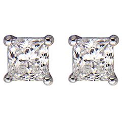 Princess Cut Diamond Stud Earrings (1.0ctw) 5