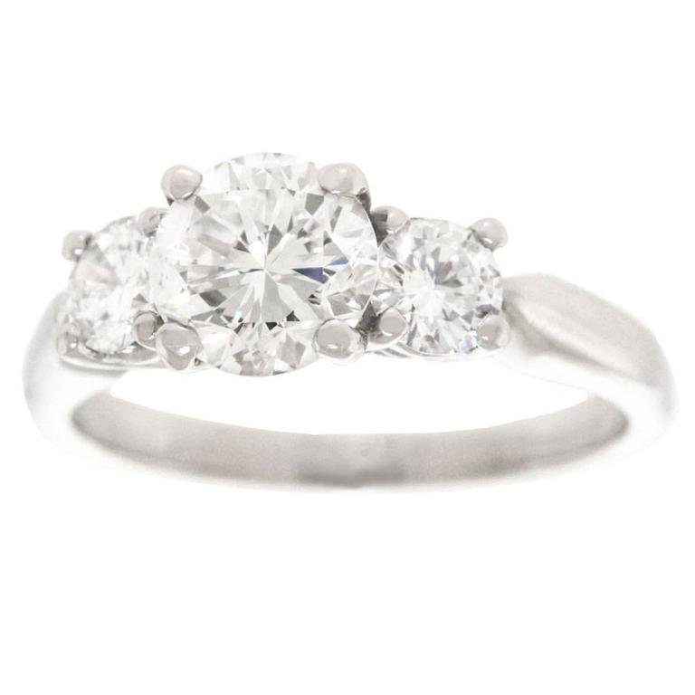 Gorgeous Three Stone Diamond Engagement Platinum Ring