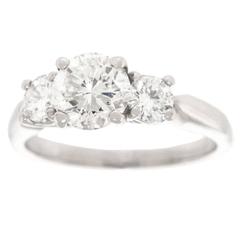 Gorgeous Three Stone Diamond Engagement Platinum Ring