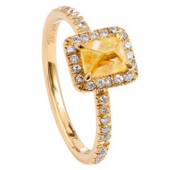 H & H 1.20 Carat Fancy Yellow Diamond Ring