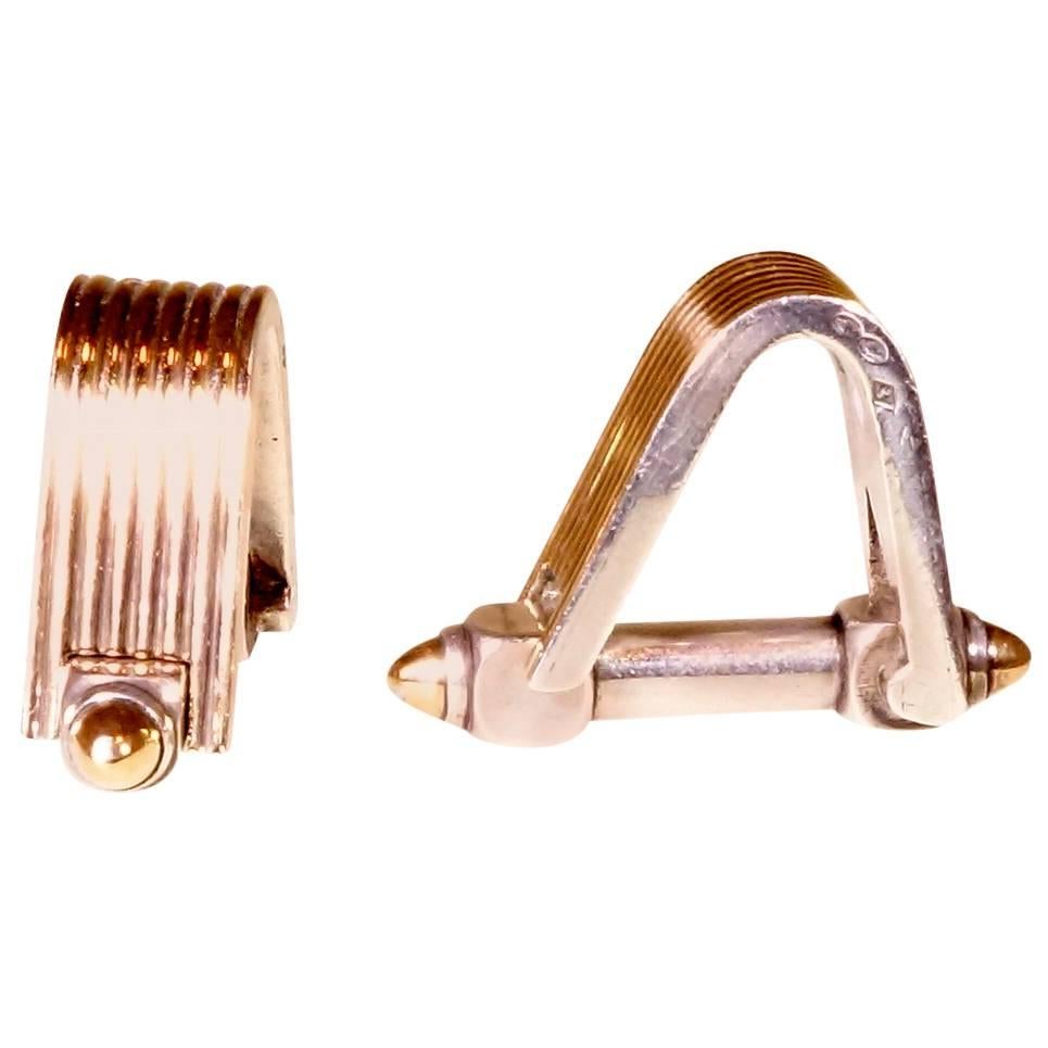 1950s French Silver Gold Cufflinks