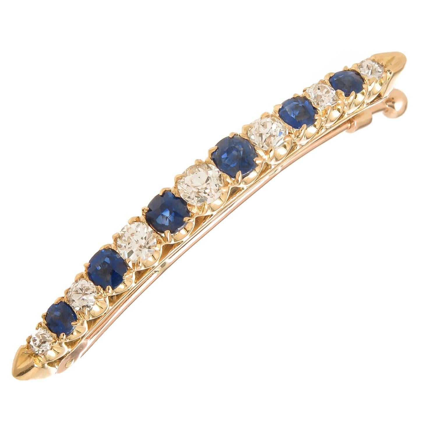 1900 Sapphire diamond gold Hair Barrette