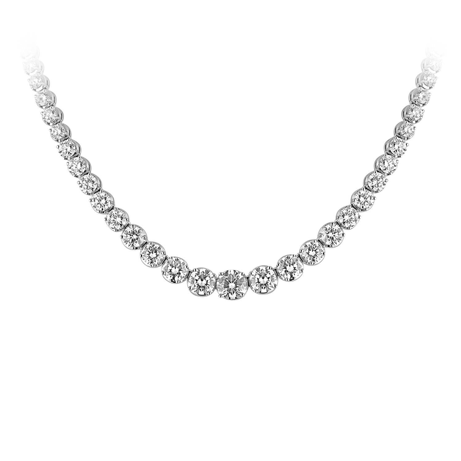 13.10 Carat Diamond Gold Riviere Necklace 