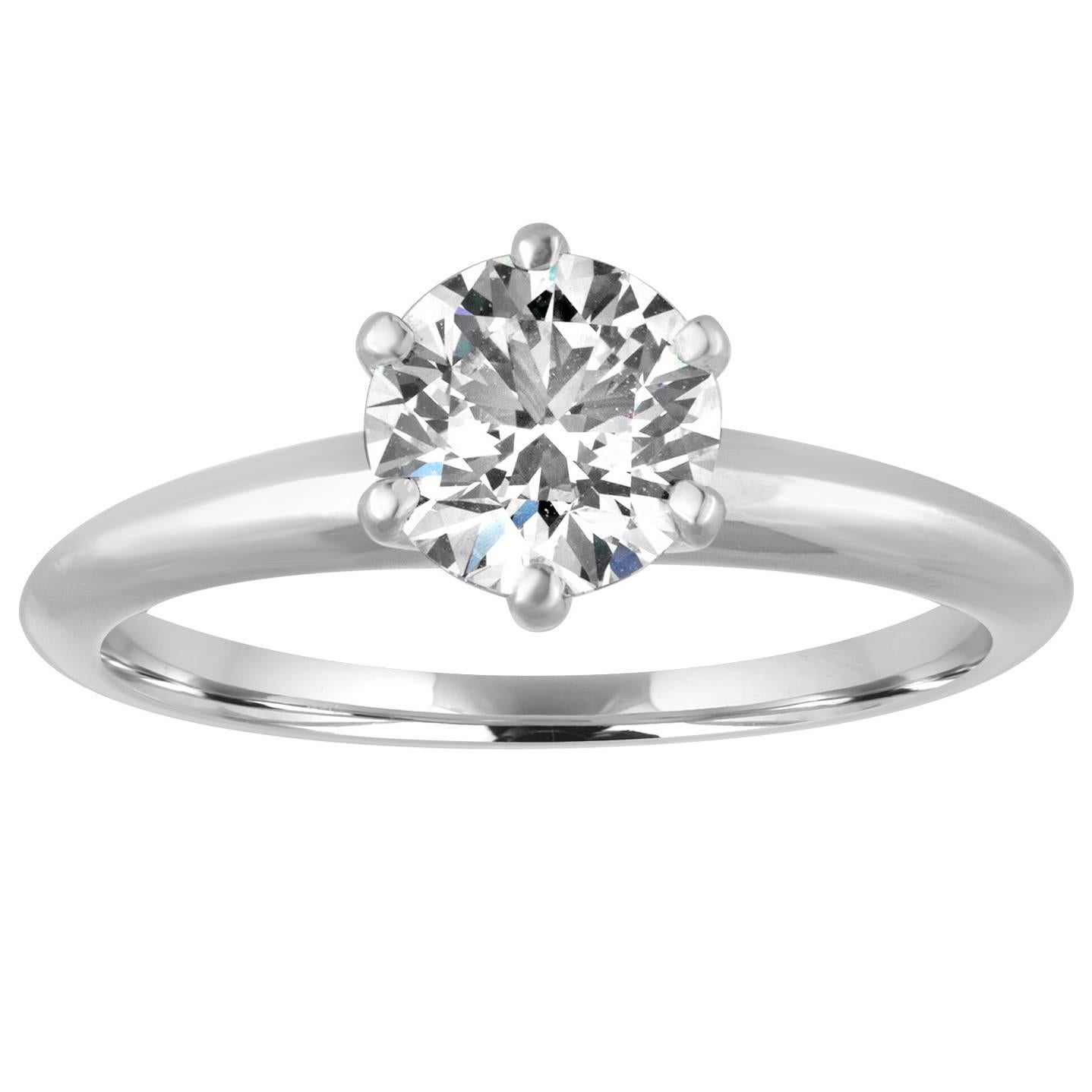 Tiffany & Co. Bague en platine certifiée GIA avec diamant F VS1 de 1,19 carat