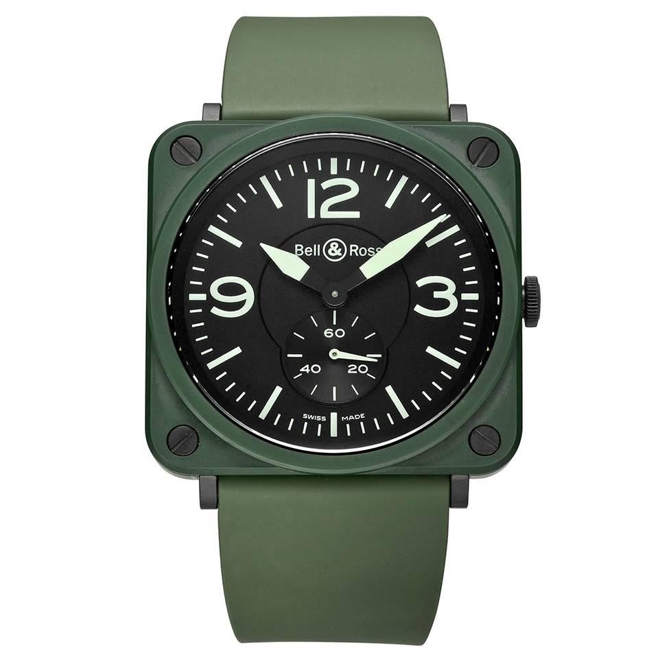 Bell & Ross ceramic ​BR S Military Green quartz wristwatch