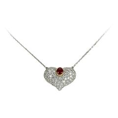 Ruby Diamond Gold Heart Choker Necklace 7