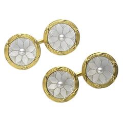 Marcus & Co. Mother of pearl gold cufflinks