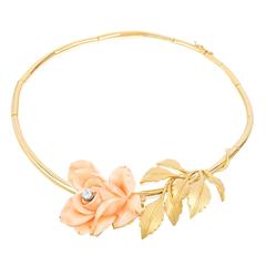 1970 Aldo Cipullo Coral Gold Rose Necklace
