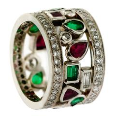 Emerald Ruby Diamond Gold Custom Made Band Ring