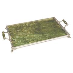 Antique Sterling Silver Nephrite Tray 3