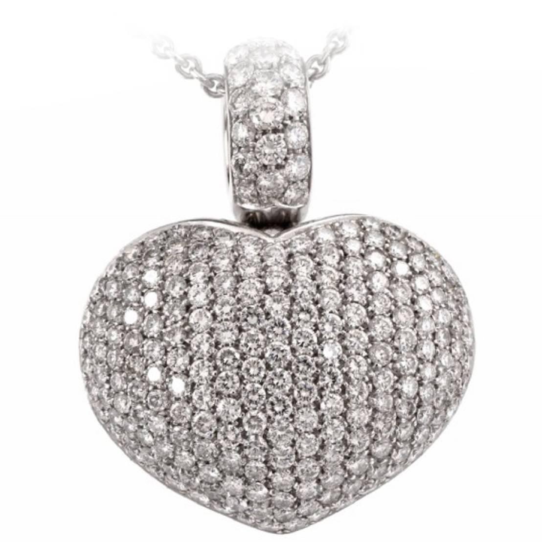  Pasquale Bruni Large Diamond Gold Encrusted Heart Pendant 