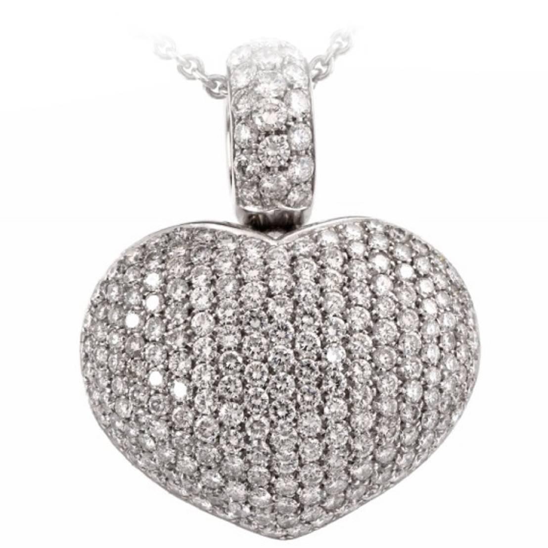 Pasquale Bruni Large Diamond Gold Encrusted Heart Pendant