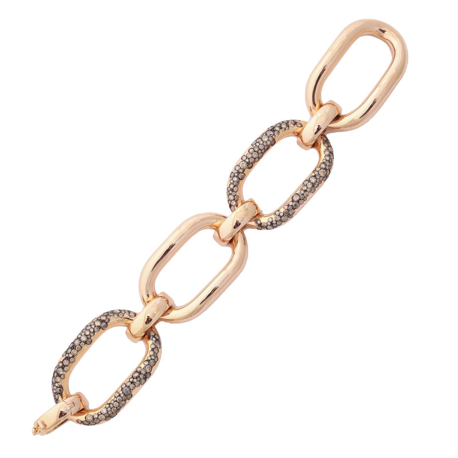 Cognac Diamond Rose Gold Bracelet For Sale