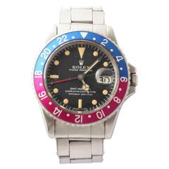 Retro Rolex Stainless Steel GMT Master Wristwatch 
