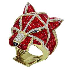 Ruby Diamond gold Panther Ring