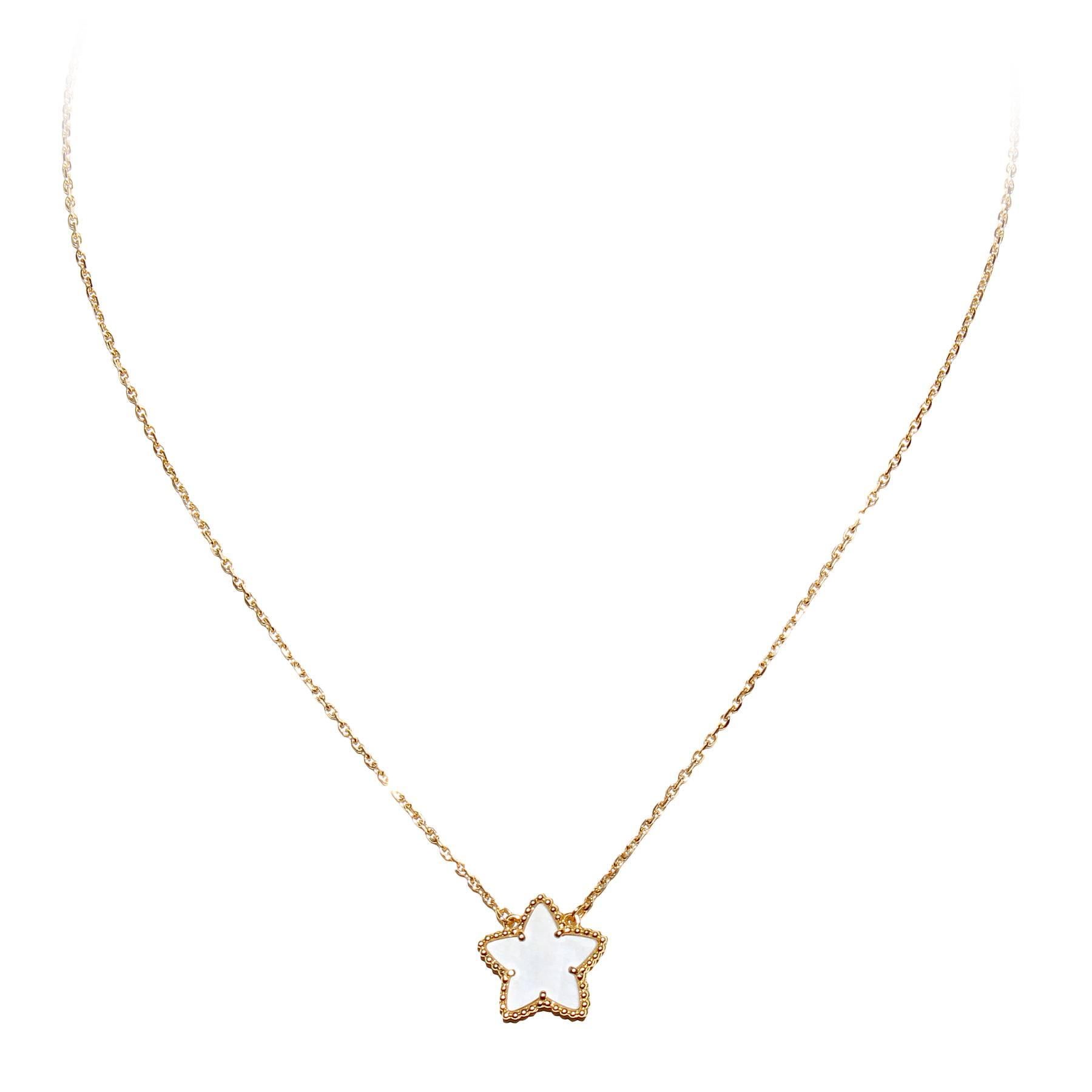 Van Cleef & Arpels Mother of Pearl Lucky Star Gold Necklace