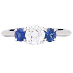 Tiffany & Co. Sapphire GIA Cert Diamond platinum 3-stone Ring