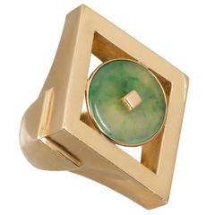 Modernist Jade Gold Ring
