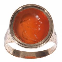 Carnelian Gold Intaglio Socrates Ring 9