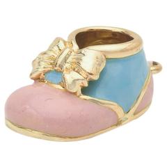 Aaron Basha Pink and Blue Enamel Baby Shoe Charm