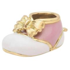 Aaron Basha Enamel Gold Baby Shoe Pendant
