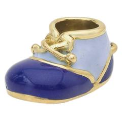 Aaron Basha Enamel Gold Baby Shoe Pendant