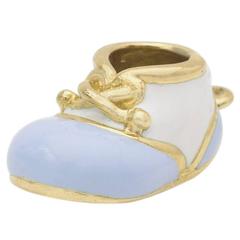 Aaron Basha Enamel Gold Baby Shoe Pendant
