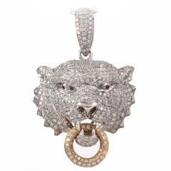 Diamond Ruby Gold Tiger Head Pendant