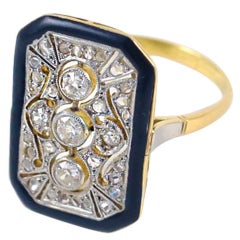Antique Art Deco Transitional Diamond Gold Platinum Lace Ring