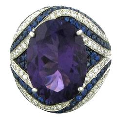 Asprey Gold Diamond Amethyst Sapphire Ring 5