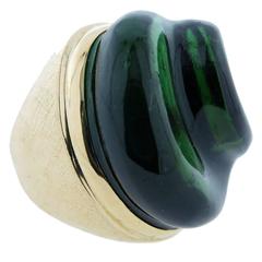 Burle marx forma livre Carved Tourmaline gold Ring