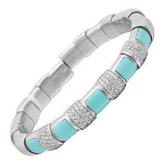 Turquoise Diamond gold Flexible Cuff Turquoise Diamond gold Flexible Cuff