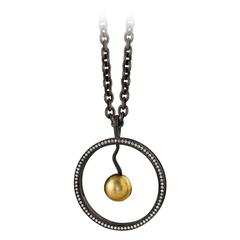 Diamond Gold Organic Silver Pendulum Necklace 