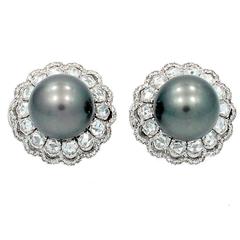 White and Black Pearl diamond gold detachable Earrings