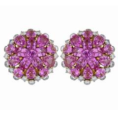 18.10 Carat Pink Sapphire and Diamond Earrings