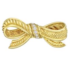 Judith Ripka diamond gold Bow Pendant Brooch
