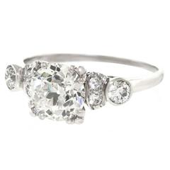 Vintage Art Deco 1.55ct GIA Diamond and Platinum Engagement Ring 