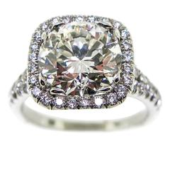 Cushion Shaped Halo Split Shank GIA Cert diamond Platinum Ring