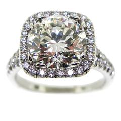 Cushion Shaped Halo Split Shank GIA Cert diamond Platinum Ring 3