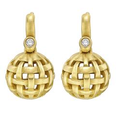 Kieselstein-Cord Gold Lattice Ball Drop Earrings