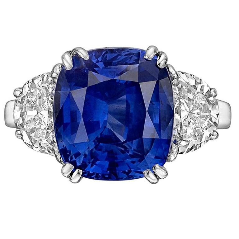7.66 Carat Ceylon Sapphire and Diamond Ring at 1stDibs