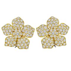 Pavé Diamond gold Flower Earrings