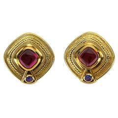 Seidengang Rhodolite Garnet Iolite Gold Earrings 5